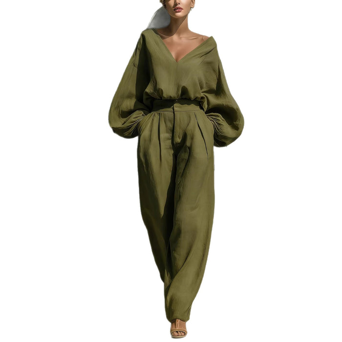 Unisex Retro Cotton-Linen Long Sleeve Loose Set