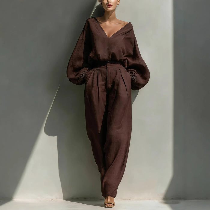 Unisex Retro Cotton-Linen Long Sleeve Loose Set