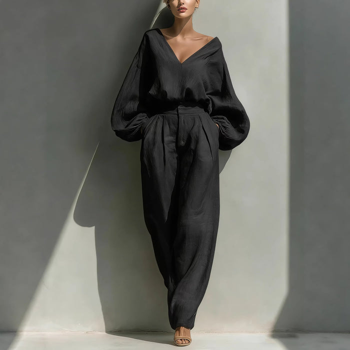 Unisex Retro Cotton-Linen Long Sleeve Loose Set
