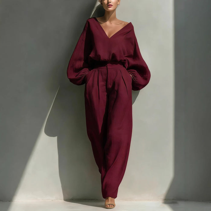 Unisex Retro Cotton-Linen Long Sleeve Loose Set