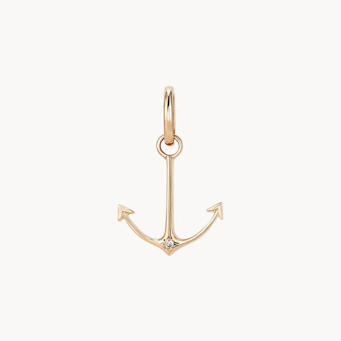 Unshakable Anchor Necklace Charm in 10k yellow gold with diamond