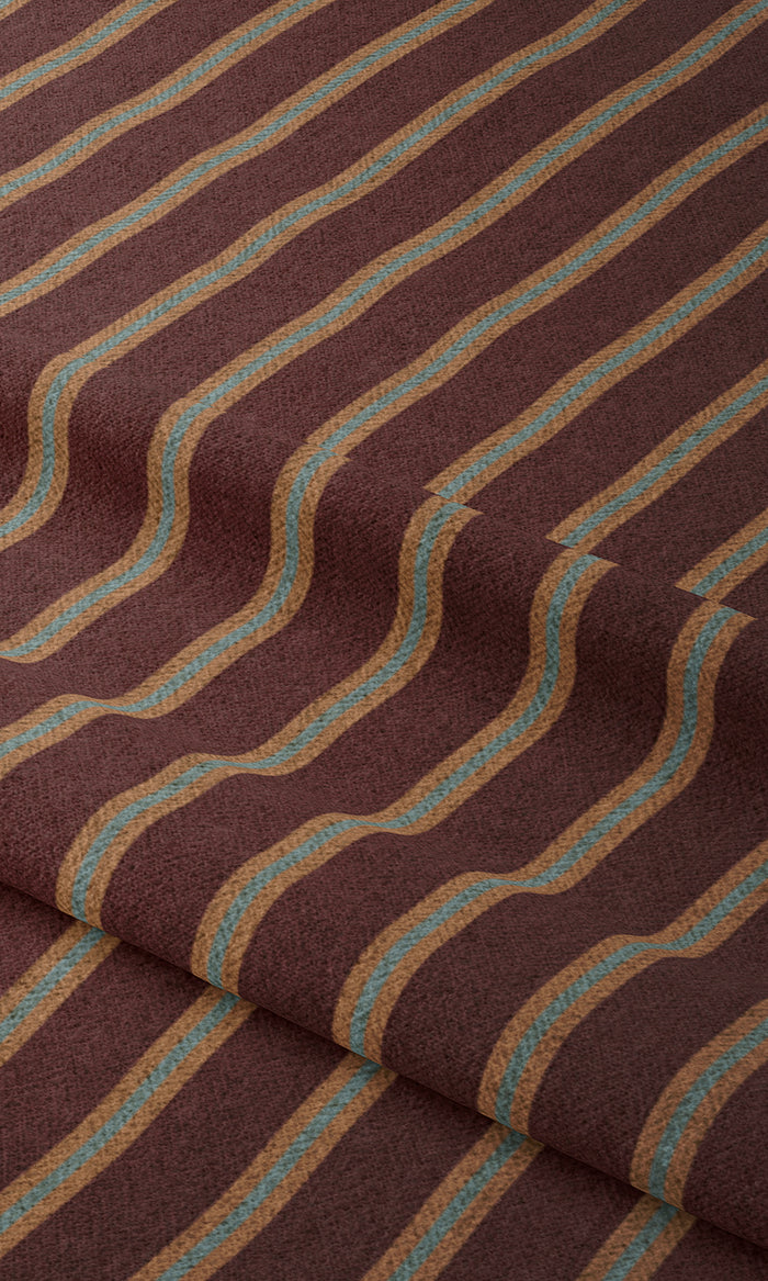 Modern Striped Fabric Material By the Metre (Wine Red/ Orange/ Blue)