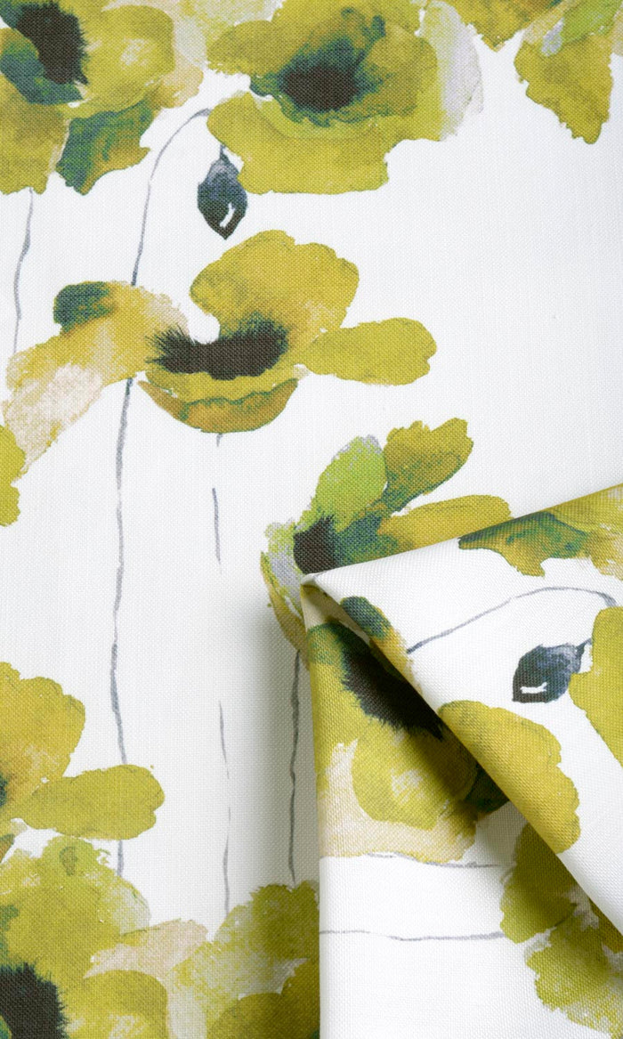 Water Lilies Floral Pinch Pleat, Rod Pocket, Eyelet Curtains (Yellow/ Green)