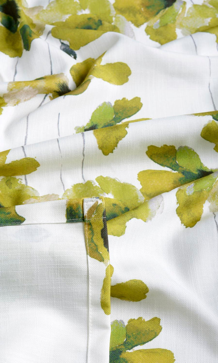Water Lilies Floral Curtains / Drapes / Window Drapery Panels (Yellow/ Green)