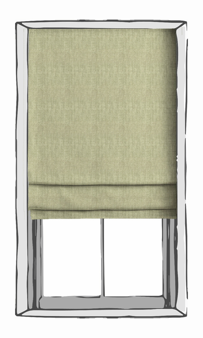 Herringbone Textured Window Treatments Fabric By the Metre (Green)