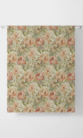 Country Floral Home Décor Fabric By the Metre (Green/ Red/ Brown)