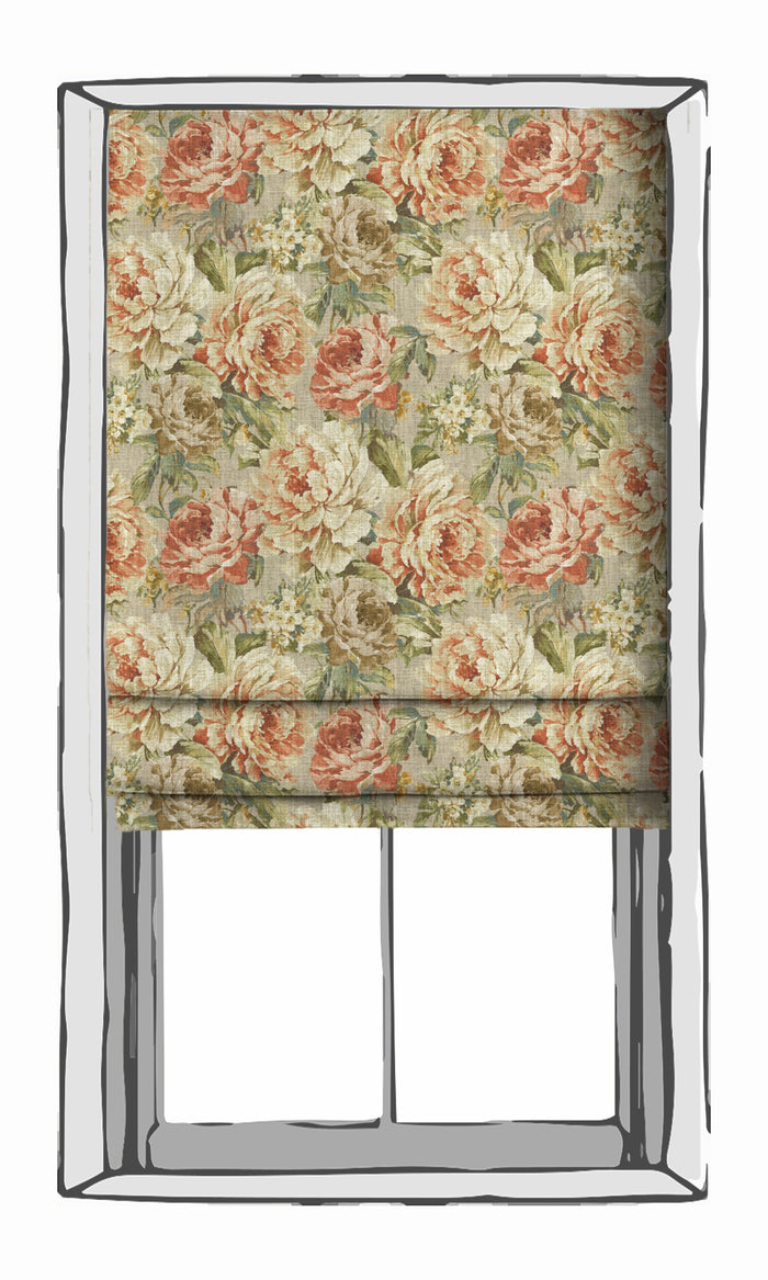 Country Floral Window Treatments Fabric By the Metre (Green/ Red/ Brown)