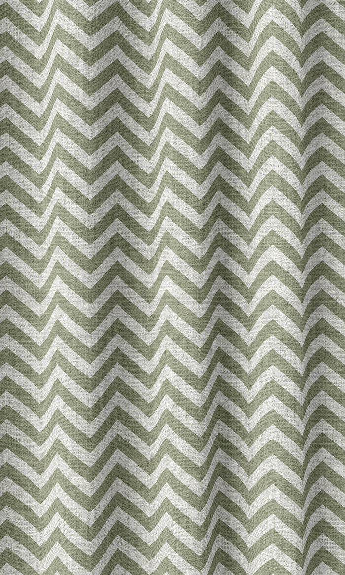 Modern Chevron Print Home Décor Fabric By the Metre (Green/ White)