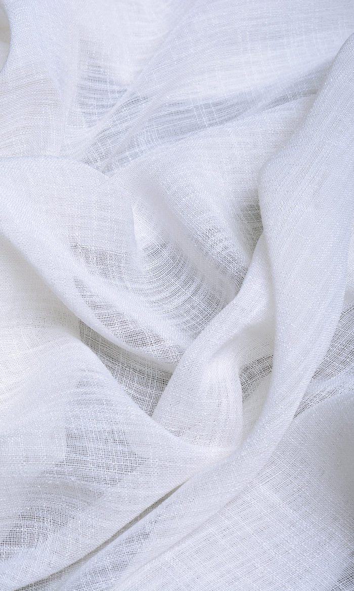 Sheer Linen Window Treatments Fabric By the Metre (White/ Ivory)