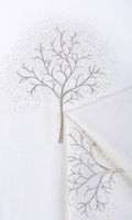 Embroidery Patterned Home Décor Fabric By the Metre (Pure White/ Gray)