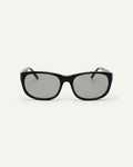 Face shot of Bonnie Clyde Valentine sunglasses in black with grey lenses.