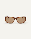 Face shot of Bonnie Clyde Valentine sunglasses in cloudy brown with brown lenses.