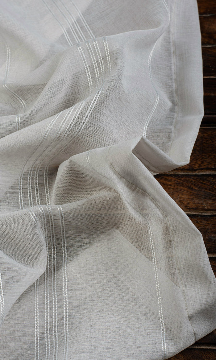 Striped Sheer Home Textile Fabric Material By the Metre (Grey)