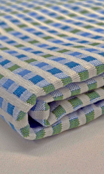 Cotton Pinch Pleat, Rod Pocket, Eyelet Curtains (Blue/ Green)