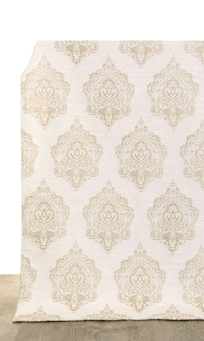 Damask Curtains for Living, Bedroom, Kitchen, Bathroom (Off White/ Pale Beige)