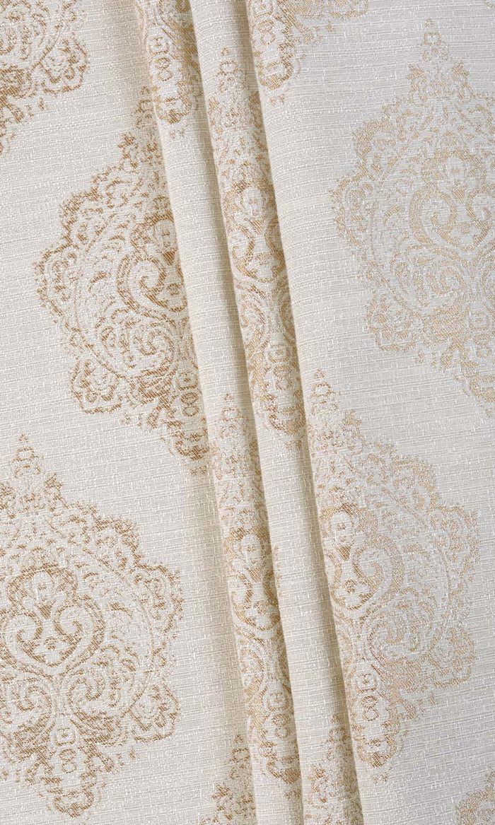 Damask Curtains (Off White/ Pale Beige) Extra Long Short Wide