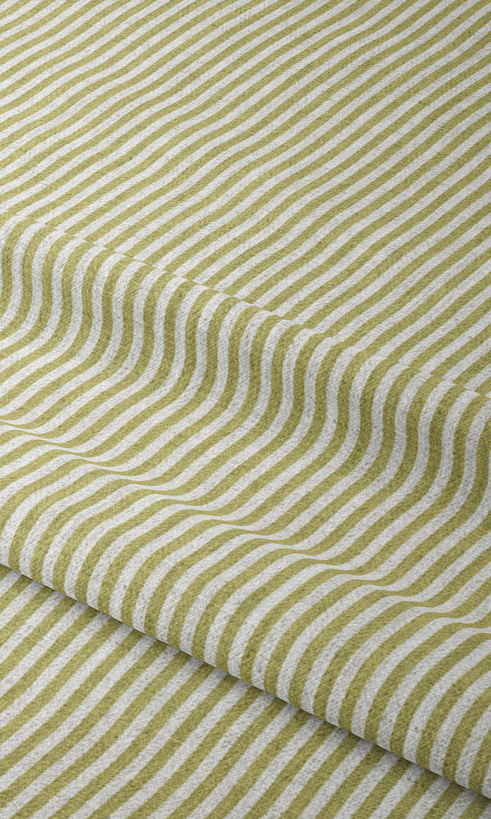 Striped Pinch Pleat, Rod Pocket, Eyelet Curtains (Green/ White)