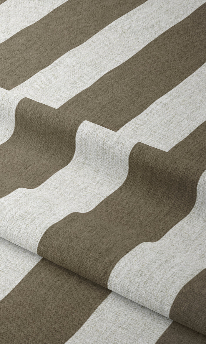 Striped Print Window Treatments Fabric By the Metre (Mocha Brown/ White)