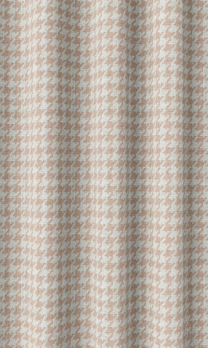 Houndstooth Print Home Décor Fabric By the Metre (Blush Pink/ White)