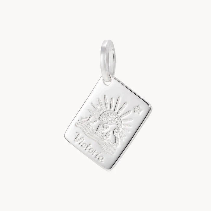 victoria postcard charm - sterling silver
