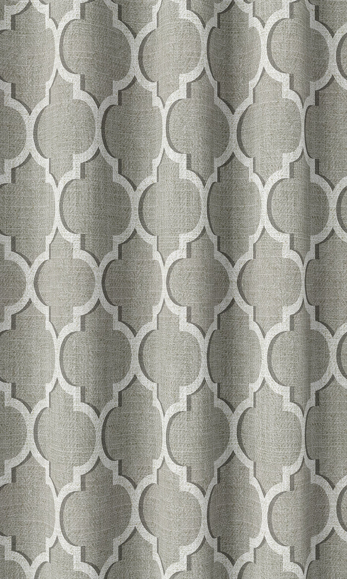 Trellis Tile Print Curtains (Grey/ White)