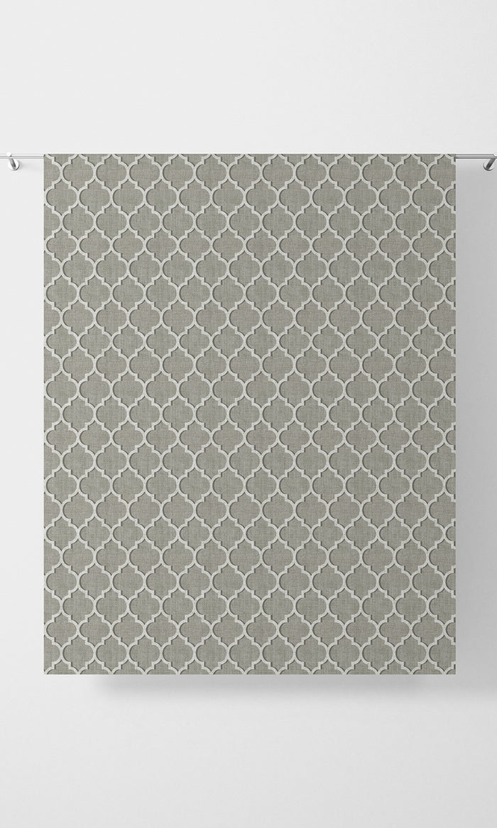 Trellis Tile Print Pinch Pleat, Rod Pocket, Eyelet Curtains (Grey/ White)