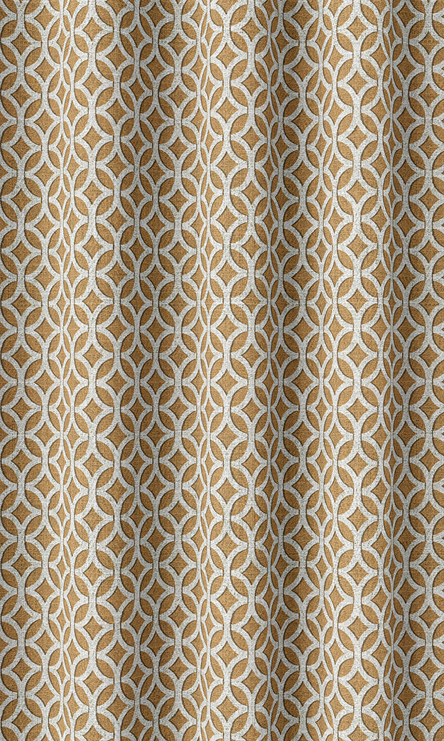 Geometric Print Pinch Pleat, Rod Pocket, Eyelet Curtains (Muted Orange)