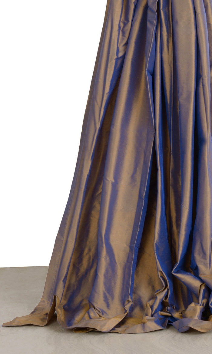 Shantung Silk Drapes for Living, Bedroom, Kitchen, Bathroom (Purple/ Gold)