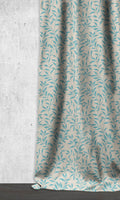 Floral Dimout Curtains (Blue/ Ivory)