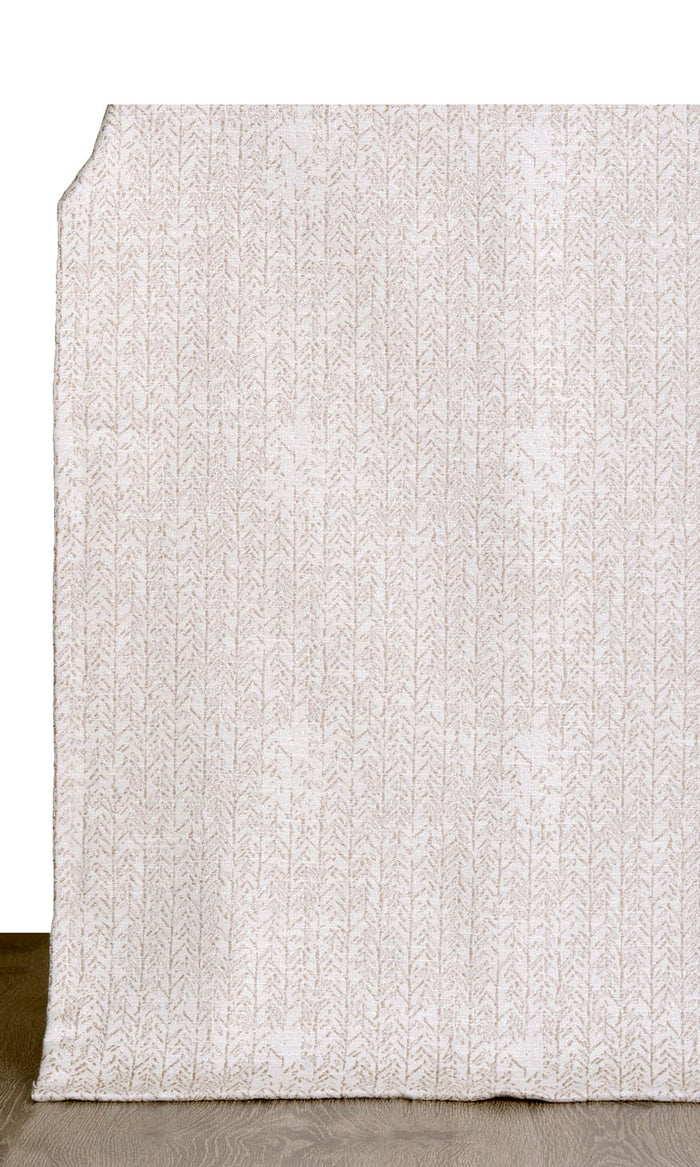Herringbone Poly-Cotton Drapes for Living, Bedroom, Kitchen, Bathroom (Off White/ Brown)
