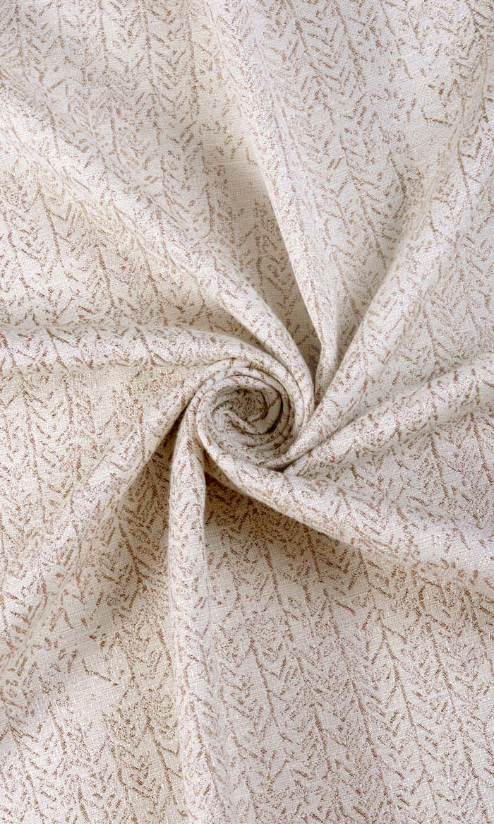 Herringbone Poly-Cotton Pinch Pleat, Rod Pocket, Eyelet Curtains (Off White/ Brown)