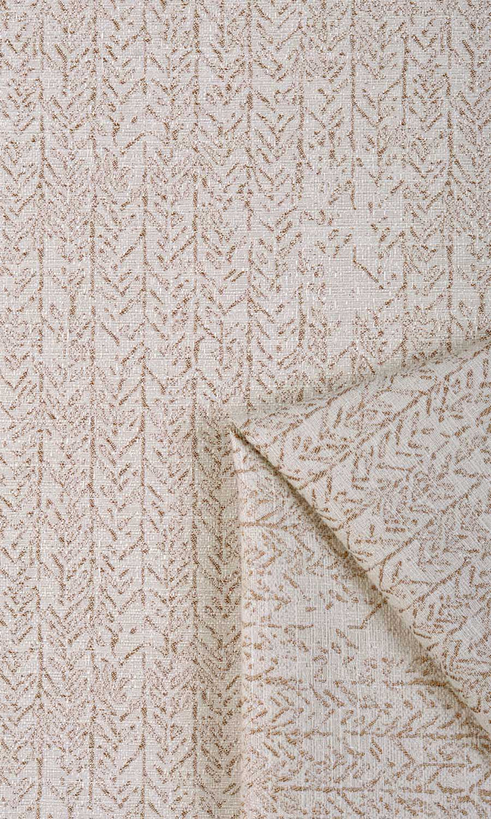 Herringbone Poly-Cotton Made-to-Measure Curtains (Off White/ Brown)