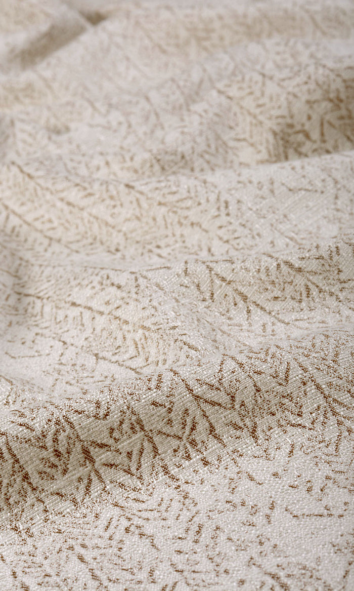 Herringbone Poly-Cotton Any Size Style Curtains (Off White/ Brown)