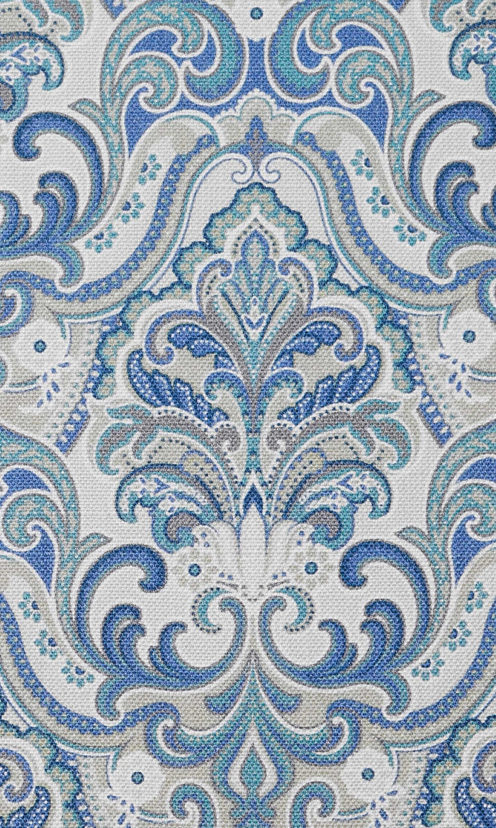 Fleur De Lis Print Pinch Pleat, Rod Pocket, Eyelet Curtains (Blue)