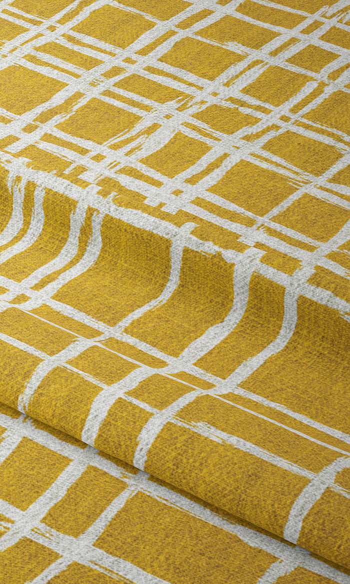 Abstract Print Curtains for Living, Bedroom, Kitchen, Bathroom (Yellow/ White)