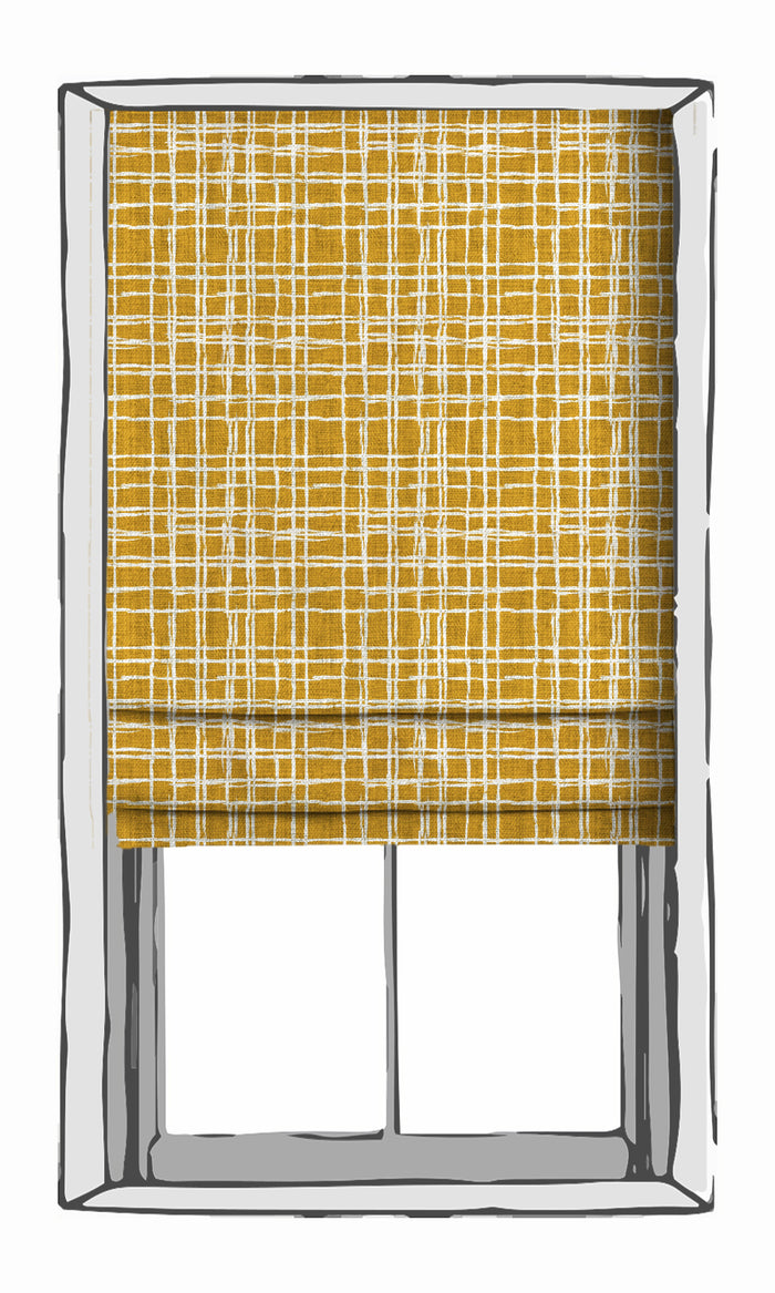 Abstract Print Fabric Material By the Metre (Yellow/ White)