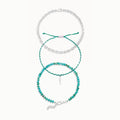 wanderer's way turquoise anklet trio
on white background