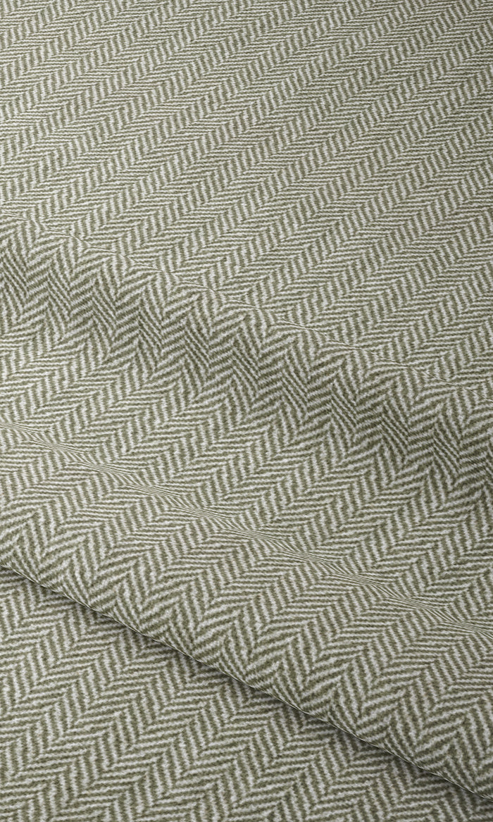 Herringbone Print Window Treatments Fabric By the Metre (Green/ White)