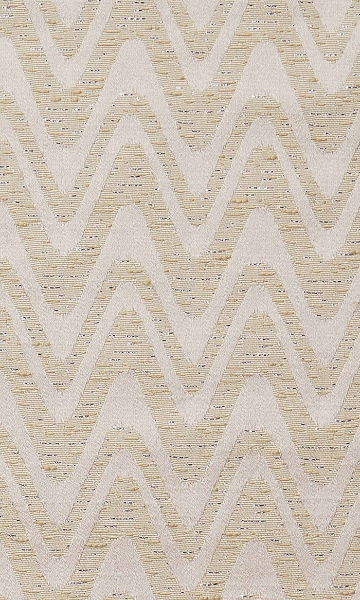 Self-Patterned Chevron Pinch Pleat, Rod Pocket, Eyelet Curtains (Beige/ Cream)