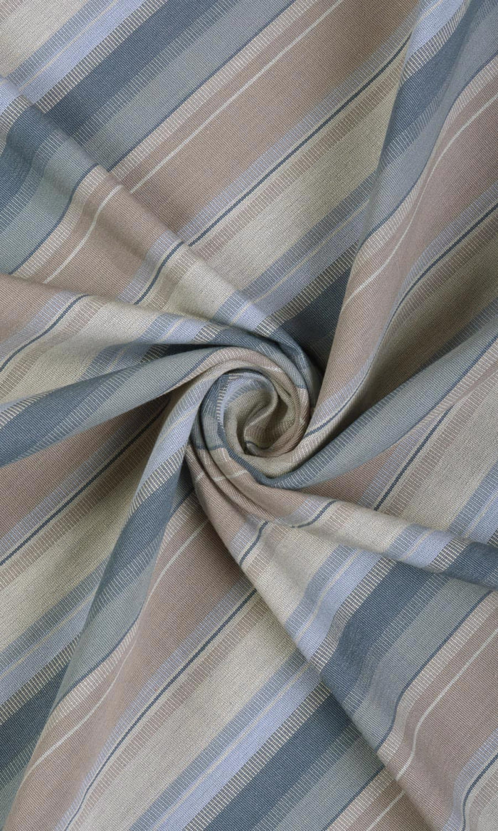 Cotton Pinch Pleat, Rod Pocket, Eyelet Curtains (Blue/ Brown)