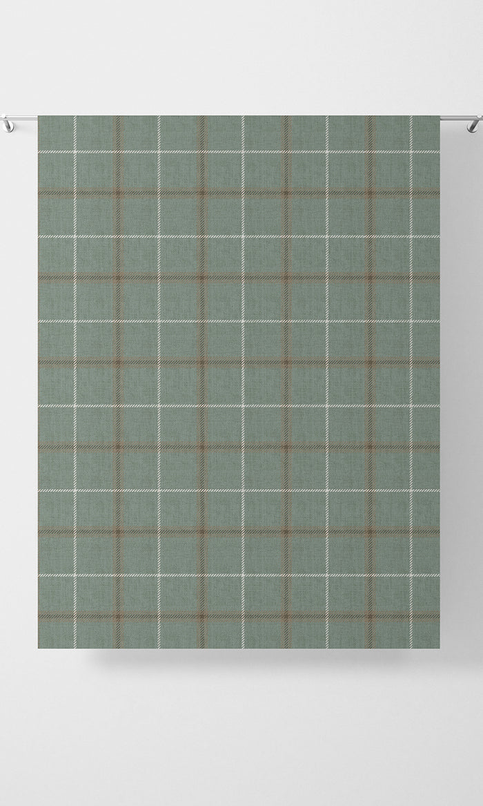 Checkered Pinch Pleat, Rod Pocket, Eyelet Curtains (Duck Egg Blue)