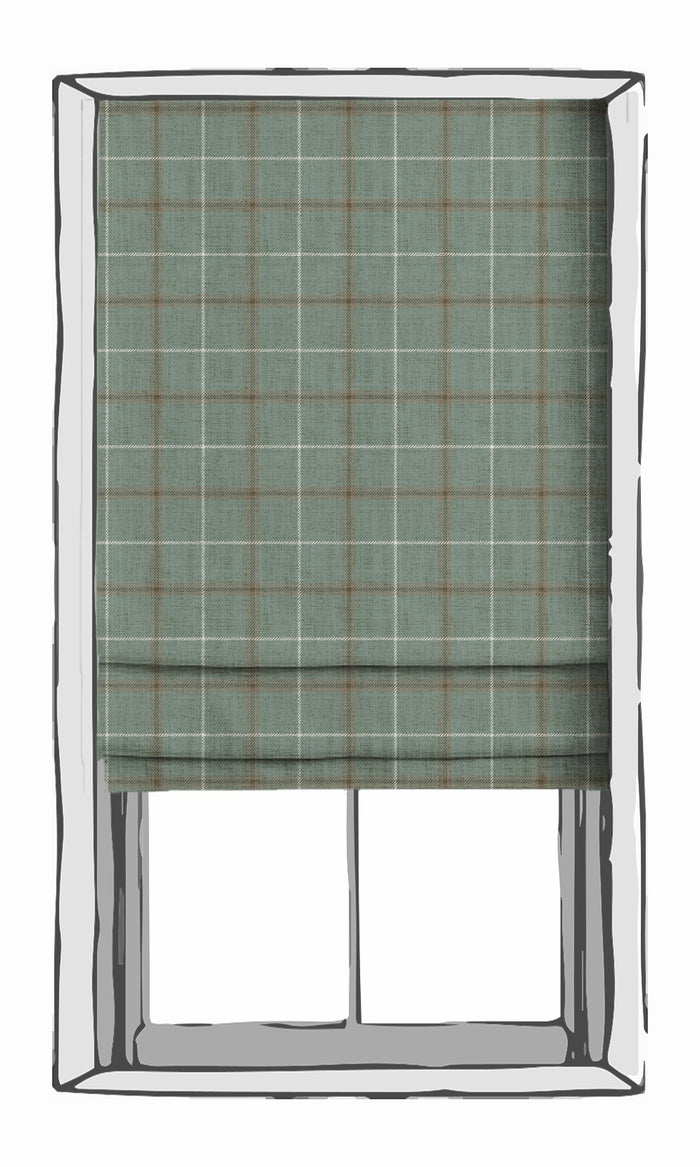 Checkered Drapes (Duck Egg Blue) Extra Long Short Wide