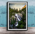 Waterfall Wall Art, Winter Pine Forest Lake Tahoe Nature Scene