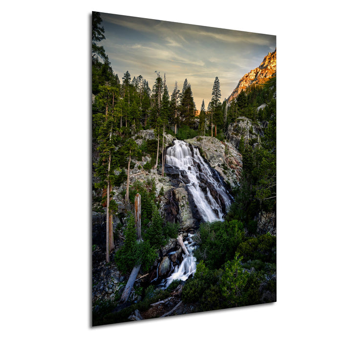 Waterfall Wall Art, Winter Pine Forest Lake Tahoe Nature Scene