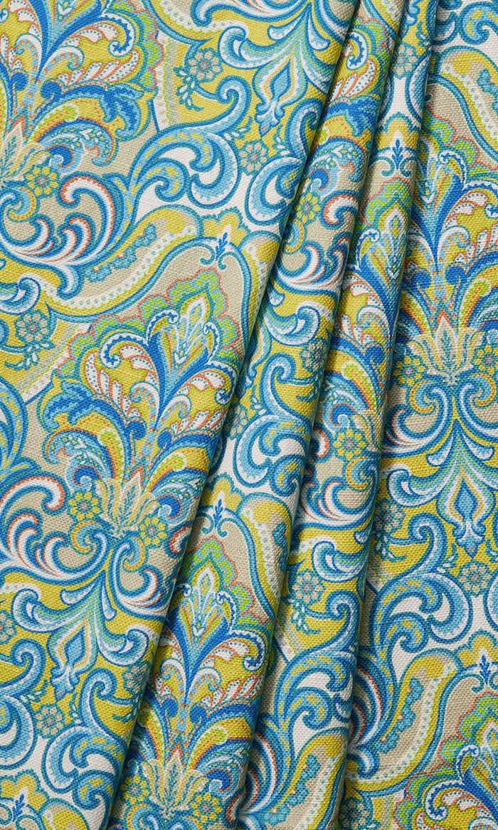 Fleur De Lis Print Drapes for Living, Bedroom, Kitchen, Bathroom (Green/ Blue)