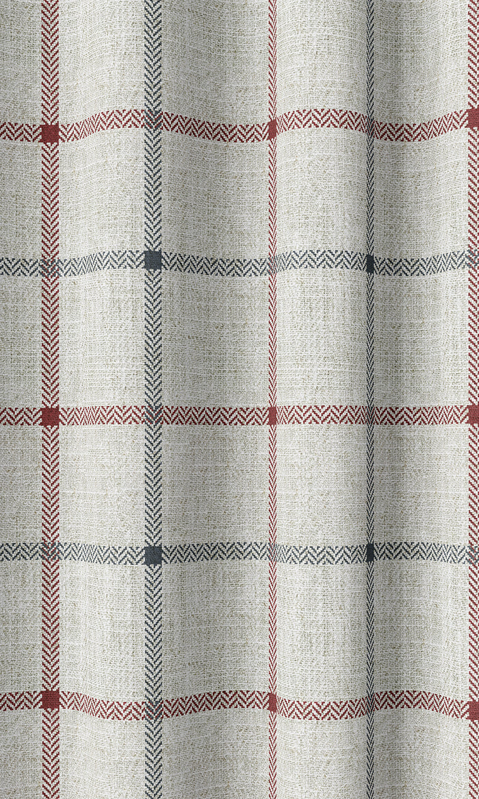 Check Patterned Home Décor Fabric By the Metre (Linen White/ Red)