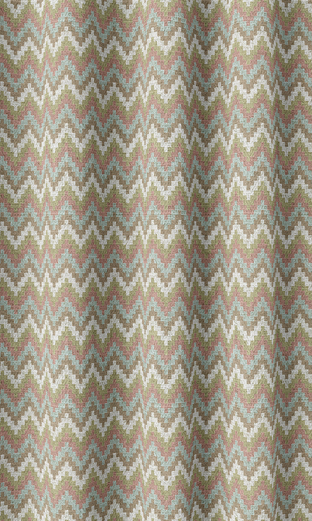 Chevron Patterned Pinch Pleat, Rod Pocket, Eyelet Curtains (Pink/ Green/ Blue)