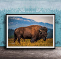 Western Bison Canvas Print – Rustic Buffalo Wall Decor with Bison Fur Texture Detail