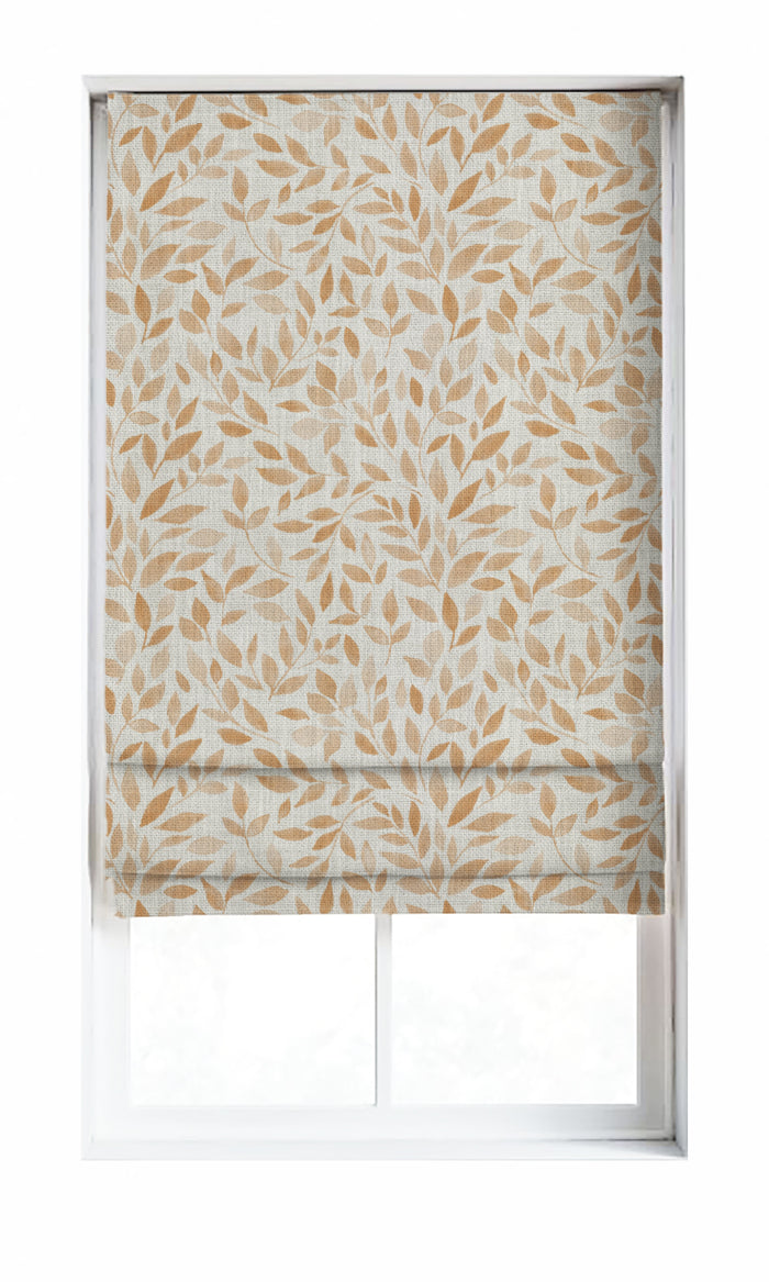 Floral Window Treatments Fabric By the Metre (Off-White/ Orange/ Brown)