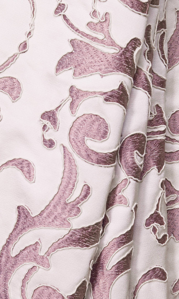 Damask Drapes for Living, Bedroom, Kitchen, Bathroom (Mauve Pink/ White)
